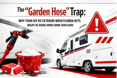 La trampa de la “manguera de jardín”: Por qué tu lavado de exterior de casa rodante DIY en los Cayos de Florida podría estar haciendo más daño que bien