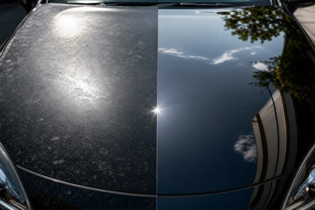 Ceramic coating Florida Keys before and after car hood protection