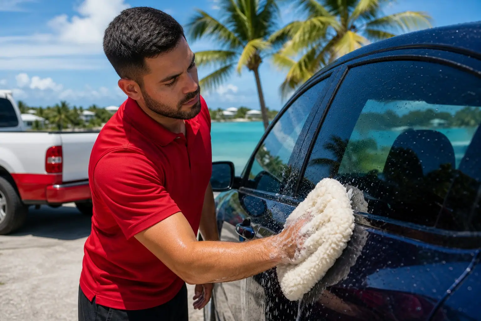 Mobile Car Wash Florida Keys hand washing black car
