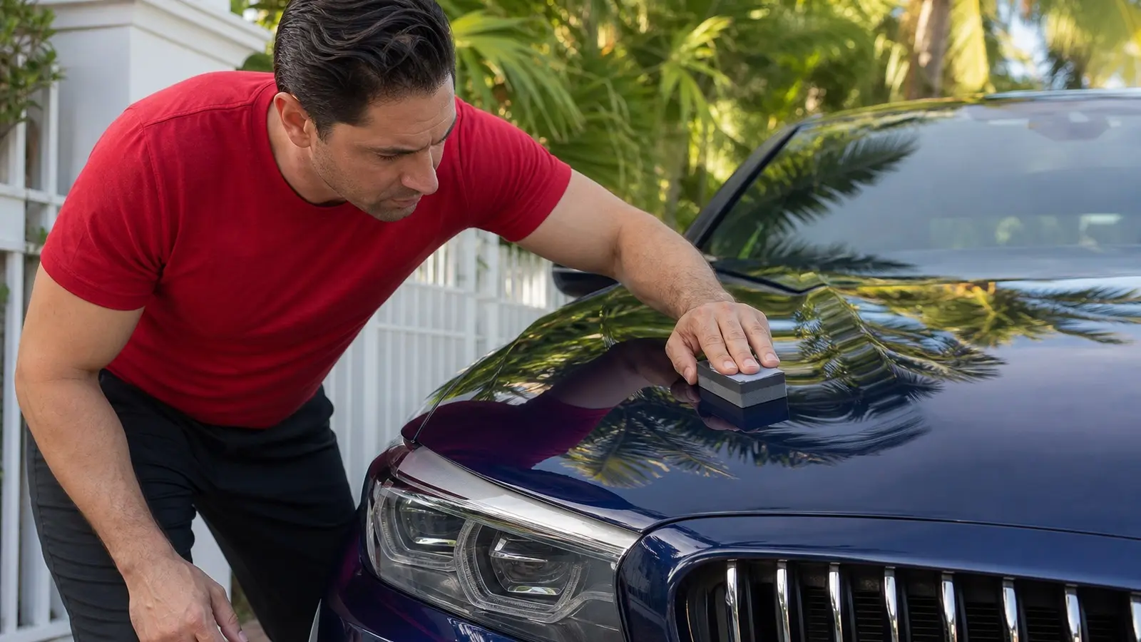 Ceramic coating is applied to the prepared exterior as a one-time treatment.